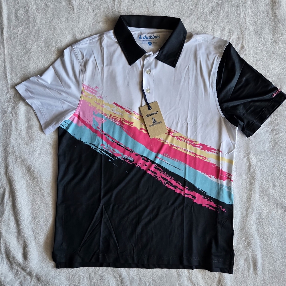Chubbies The Tennis Champ Golf Performance Polo Shirt Mens Size Medium